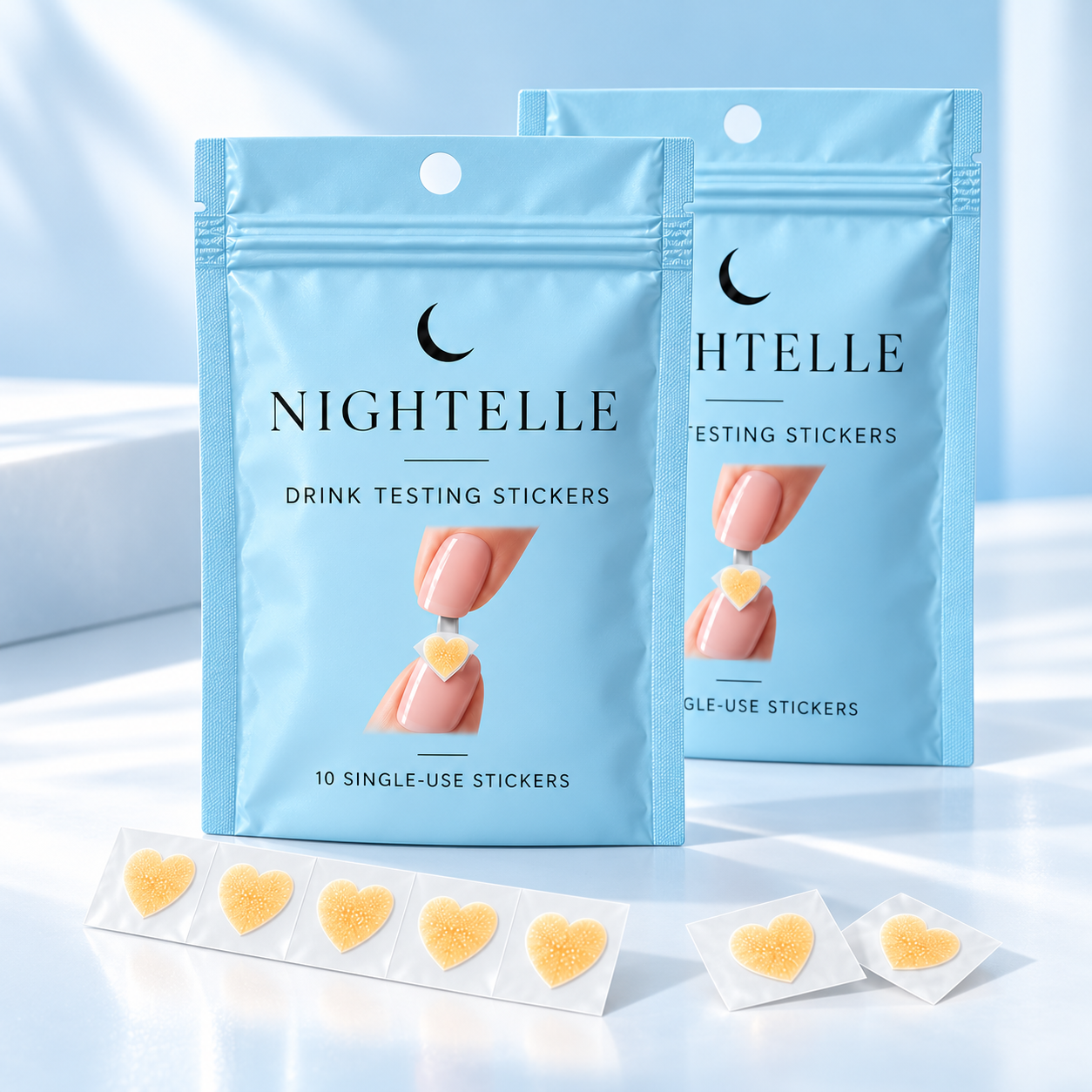 Two Nightelle pouches, the 20-sticker duo